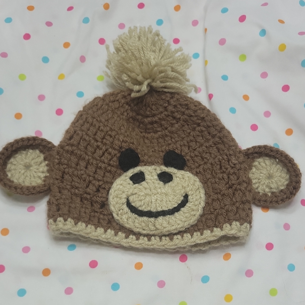 Hand Crafter Crochet Monkey Beanie Hat